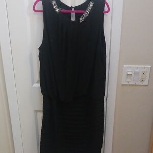 dressbarn Black Sleeveless Mini Dress with Silver Accents